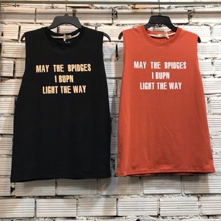 ÁO TANKTOP IN CHỮ NỔI- cotton