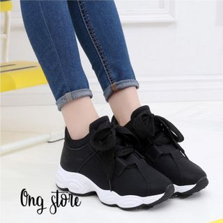 Giày thể thao nữ đế sóng buộc nơ