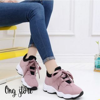 Giày thể thao nữ đế sóng buộc nơ