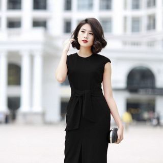Đầm Thắt Nơ Eo MS 129