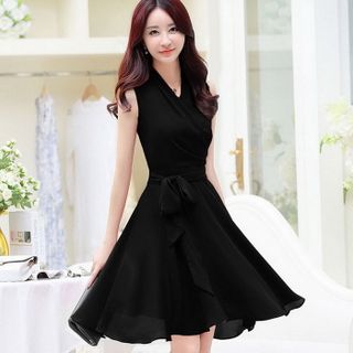 Đầm voan Cổ Lọ Đính Chuỗi Ngọc Trai