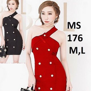 Đầm Ôm Một Vai Đính 8 Nút MS 176