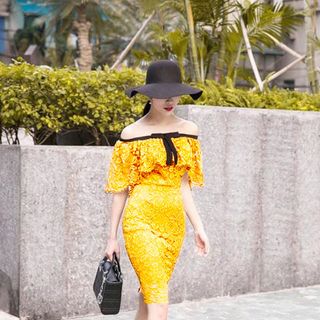 Đầm Nhún Cổ Phối Nơ MS 53