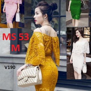 Đầm Ren Nhún Cổ Ngang Vai MS 53
