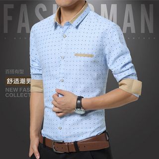 Áo sơ mi nam chấm bi cách điệu gam màu thanh lịch 100 - 93100