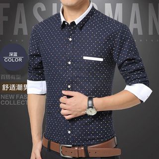 Áo sơ mi nam chấm bi cách điệu gam màu thanh lịch 100 - 93100