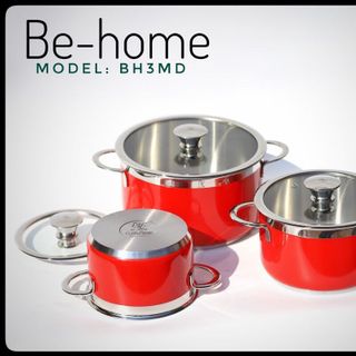 Bộ nồi Behome 3 chiếc màu đỏ giá sỉ