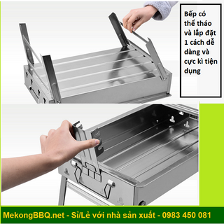 Bếp nướng than hoa Inox Thay đổi chiều cao vỉ chống cháy thực phẩm