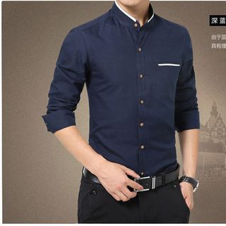 Áo sơ mi nam trơn from chuẩn viền ở cổ và túi cực kỳ thanh lịch 108 - 93108