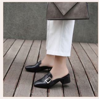 giày dục gót vuông chất da đẹp