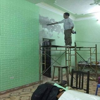 combo 10 xốp dán tường màu xanh cốm