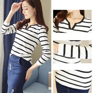 Áo thun nữ tay dài sọc ngang cá tính 119 - 90119-CHUONGTRINH