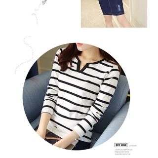 Áo thun nữ tay dài sọc ngang cá tính 119 - 90119-CHUONGTRINH