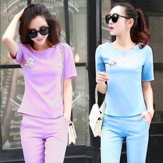 Set bộ lửng xanh đính hoa