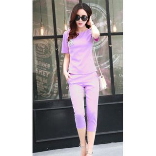 Set bộ lửng tím đính hoa