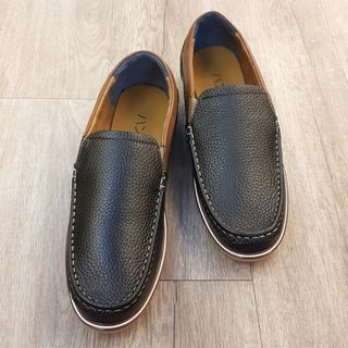 Giày mọi đế thời trang Hansamu da hột viền gót nâu