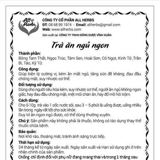 Trà Thảo Dược Ăn Ngủ Ngon Allherbs