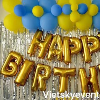 Bộ chữ happy birthday các màu xanh đỏ tím vàng hồng đen đủ màu bạc