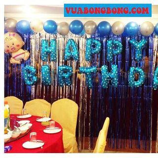 Bộ chữ happy birthday các màu xanh đỏ tím vàng hồng đen đủ màu bạc