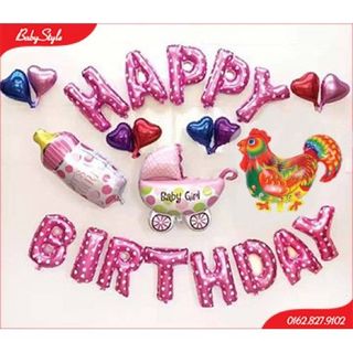 Bộ chữ happy birthday các màu xanh đỏ tím vàng hồng đen đủ màu bạc