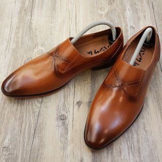 Giày lười nam Hansamu - AL da trơn viền chỉ chéo MS002