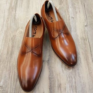 Giày lười nam Hansamu - AL da trơn viền chỉ chéo MS002