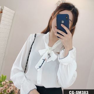 ÁO THÊU THẮT NƠ CỔ