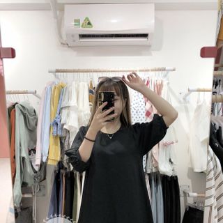 Đầm Suông Tay Bo Phối Viền