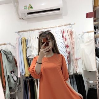 Đầm Suông Tay Bo Phối Viền