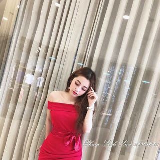 Đầm Body Bẹt Vai Kèm Nơ Eo