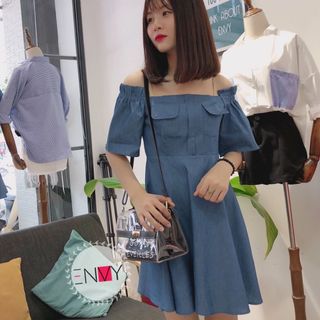 Đầm Jean Bẹt Vai