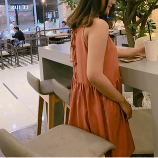 Váy nhúng bèo nơ lưng cam
