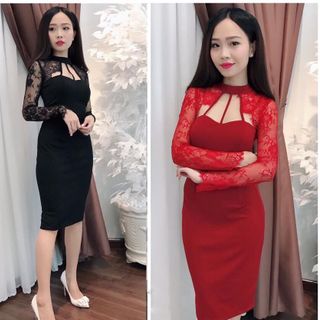 Đầm Body Phối Ren Khoét Ngực