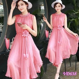 Đầm Xòe Phối Hoa