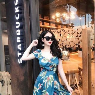 ĐẦM TÙNG XÒE ĐẮP CHÉO IN HOA 3D