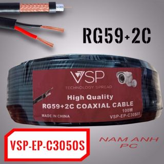 Cáp đồng trục VSP-EP-C3050S 100m có dây nguồn