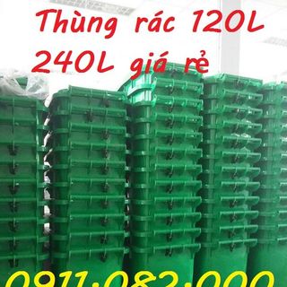 Chuyên cung cấp sỉ lẻ thùng rác nhựa giá rẻ- thùng rác 120L 240L 660L màu xanh
