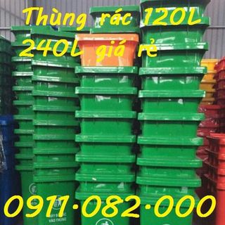 Chuyên cung cấp sỉ lẻ thùng rác nhựa giá rẻ- thùng rác 120L 240L 660L màu xanh