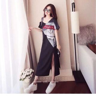 Đầm Thun Lệch Vai Quảng Châu