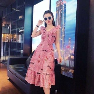 ĐẦM CARO THÊU HOA
