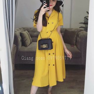 ĐẦM XÒE CỔ VEST KẾT NÚT