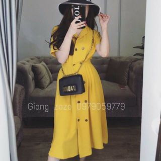 ĐẦM XÒE CỔ VEST KẾT NÚT