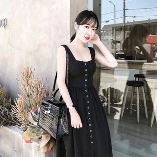 Đầm 2 Dây Phối Nút