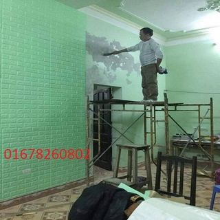 xốp dán tường 3d giả gạch máu xanh cốm -sét 20 tấm