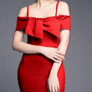 Đầm ôm dây nơ trước ngực MS 180