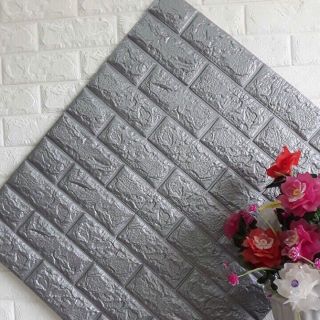 combo 10 tấm xốp dán tường chống va đập-màu xám
