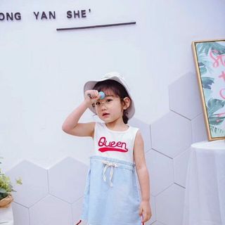 Đầm phối jeans cho bé yêu