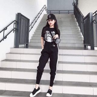 Set bộ đồ nữ viền chữ chất nỉ da cá mịn cực xinh