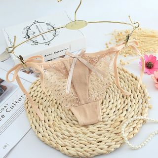 Quần lót nữ ren phối cotton dây cột AQ071