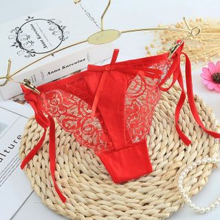 Quần lót nữ ren phối cotton dây cột AQ071
